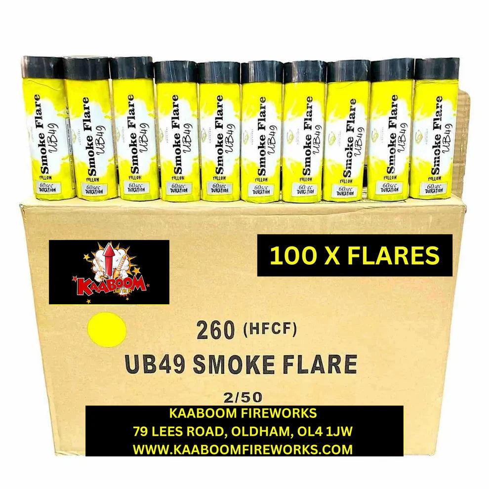 100 x Yellow Smoke Grenades (60 seconds) - 100 x £3.00 each - smoke flares wholesale