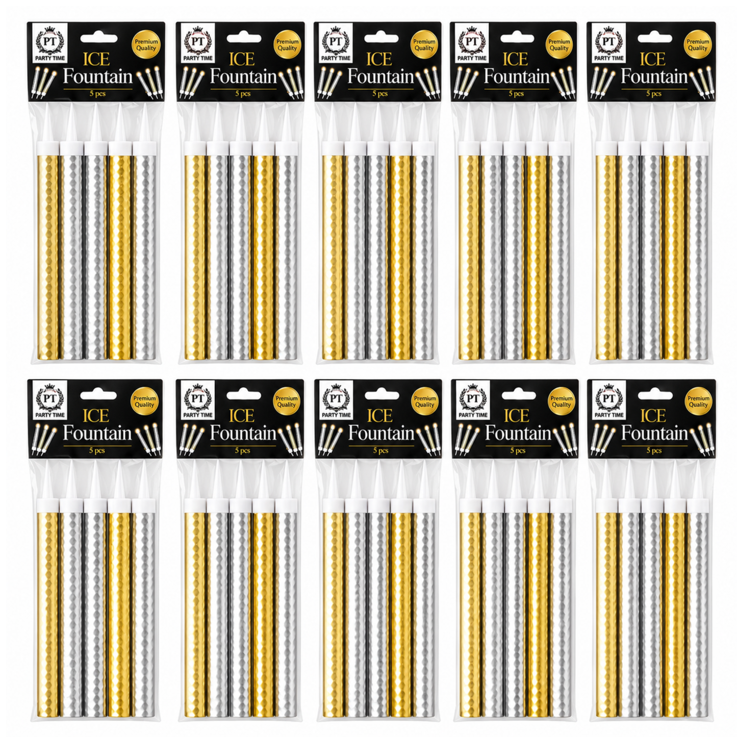 10 x 5 pk Ice Sparkling Fountain Candles - 50 Total