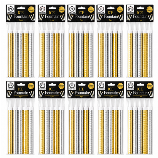 10 x 5 pk Ice Sparkling Fountain Candles - 50 Total