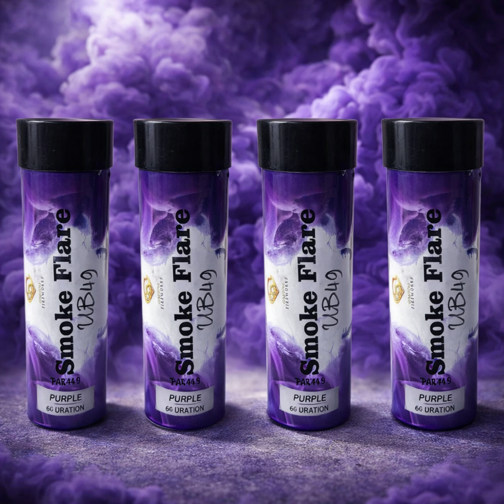 4 Pack Purple Smoke Flares – 60 Second Duration | High Density Colour Smoke Bombs UK | Photography, Events, Parties