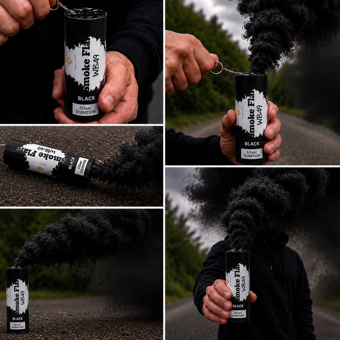 Single black 60-Second Smoke Flare
