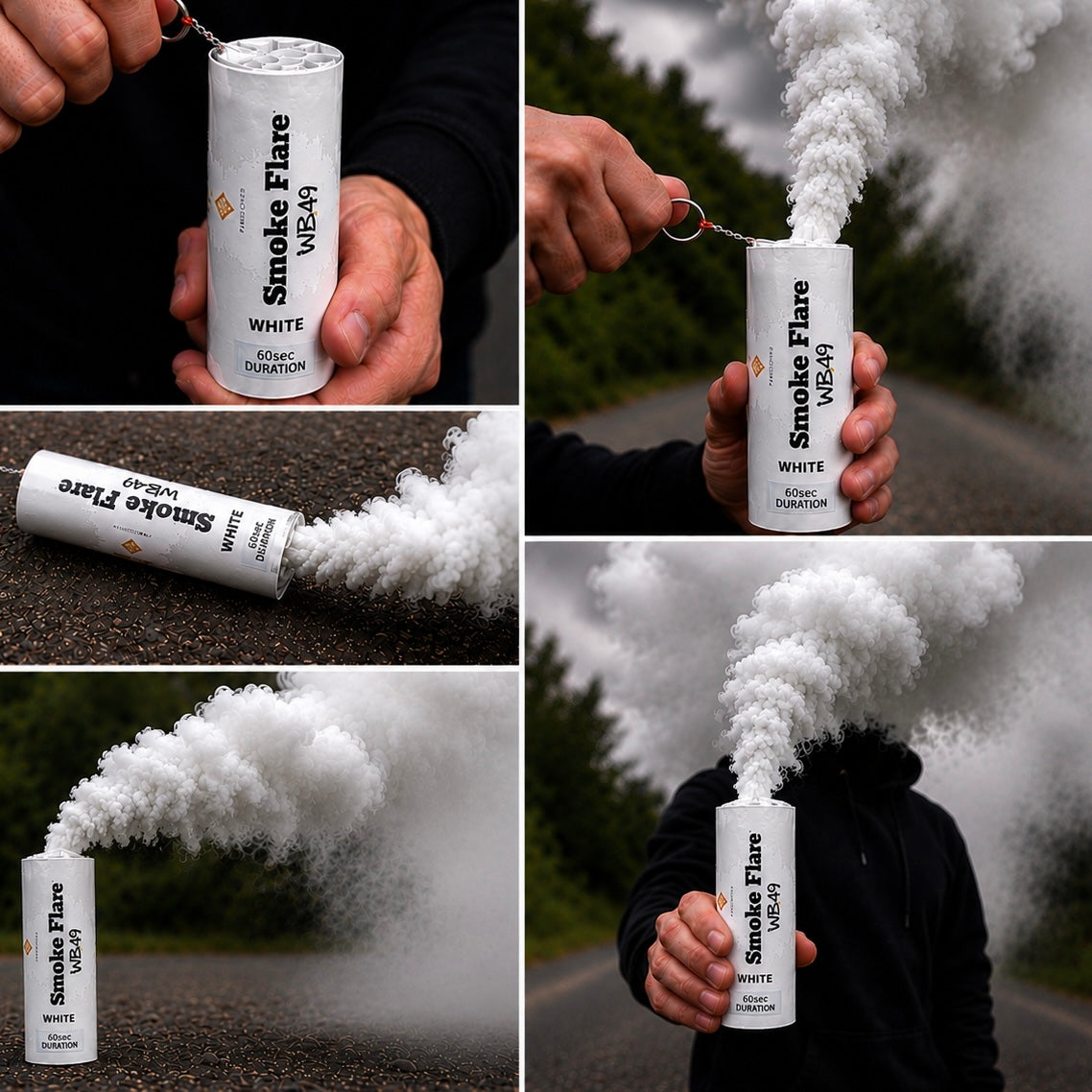 Single white 60-Second Smoke Flare