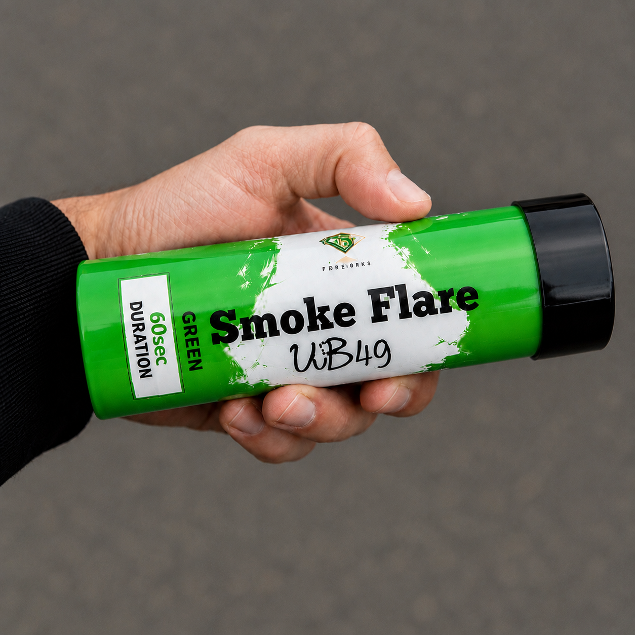 Single green 60-Second Smoke Flare