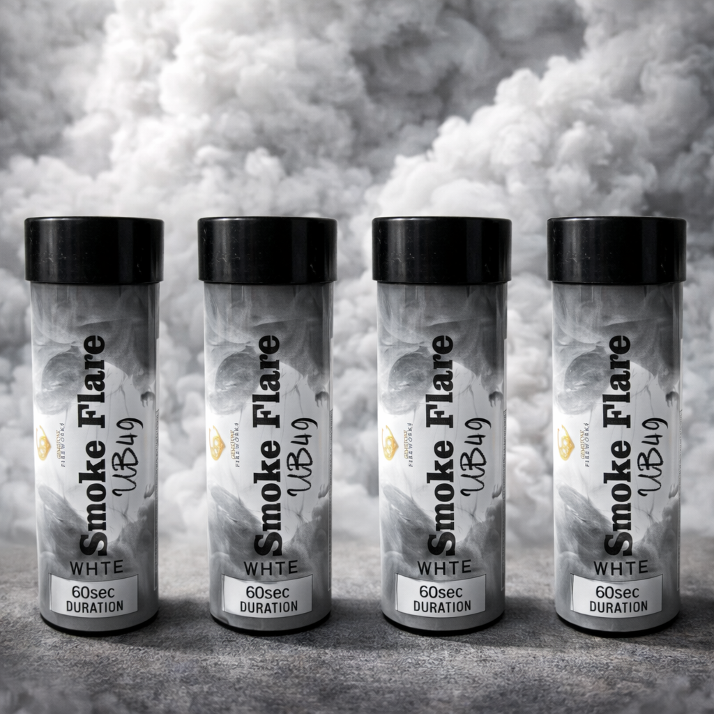4 Pack White Smoke Flares – 60 Second Duration | High Density Smoke Bombs UK | Photography, Weddings, Events