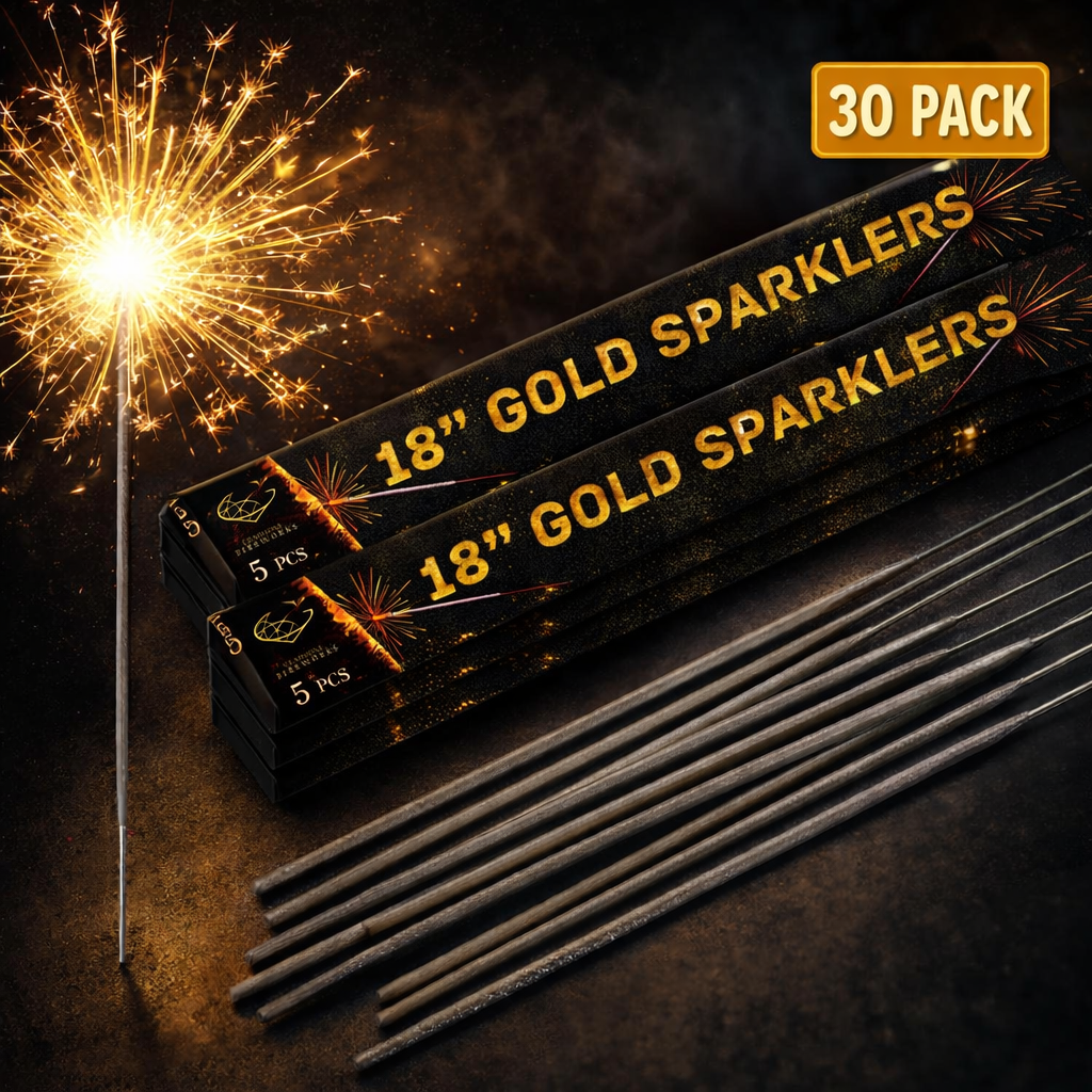 30 Pack 18 Inch Gold Sparklers – Long Burn Wedding Sparklers UK | Party, Birthday, Bonfire Night & New Year Sparklers