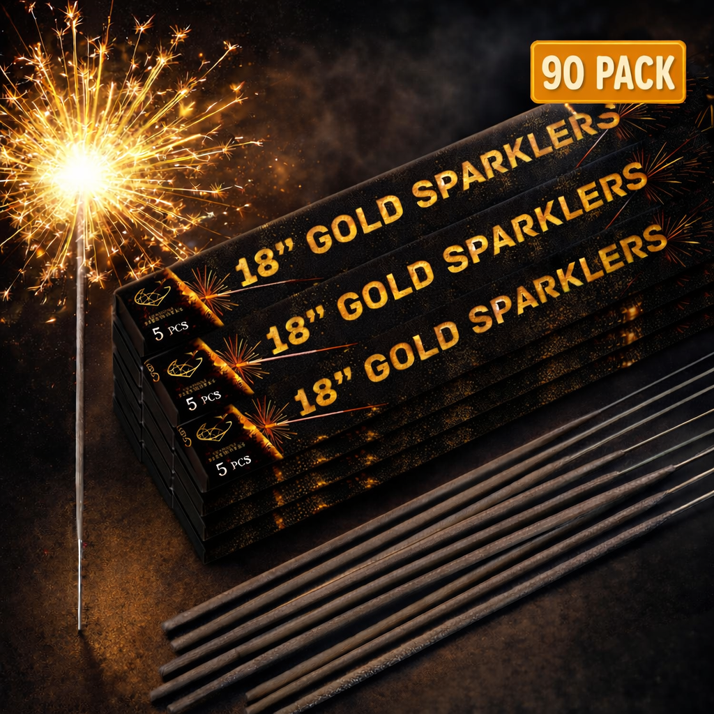 90 Pack 18 Inch Gold Sparklers – Long Burn Wedding Sparklers UK | Party, Birthday, Bonfire Night & New Year Sparklers