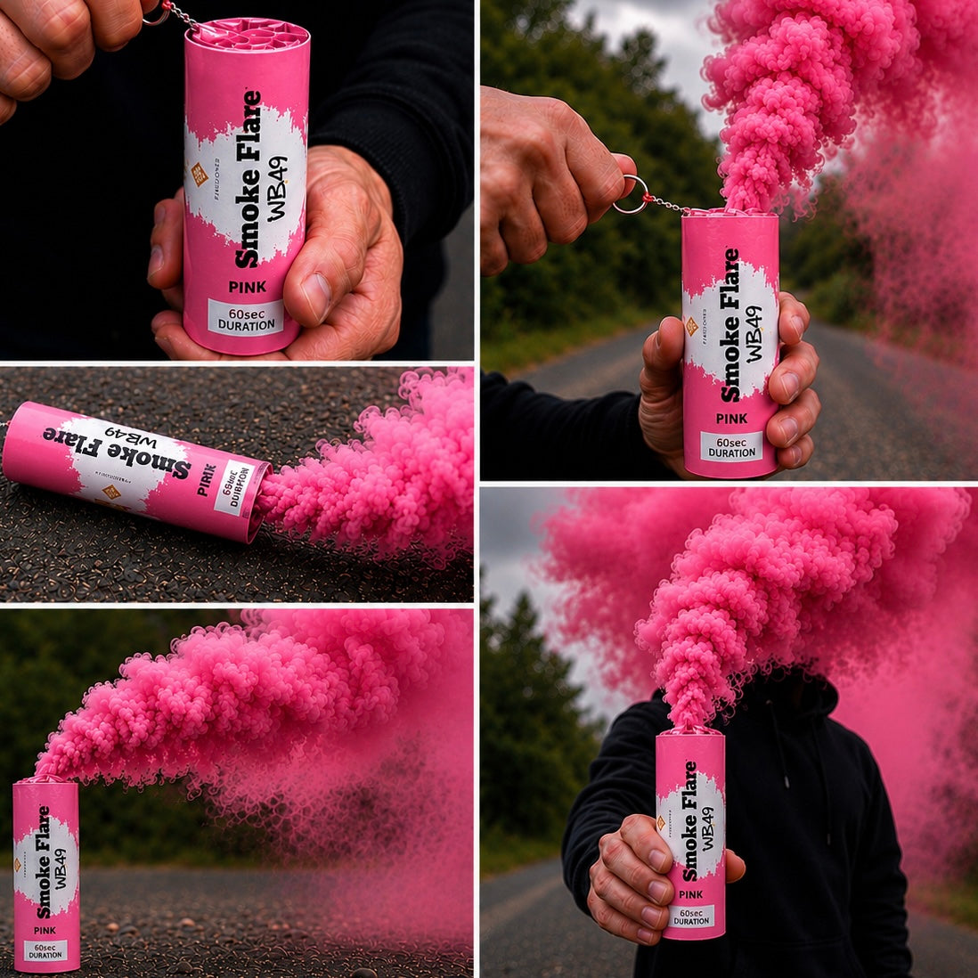 Single pink 60-Second Smoke Flare