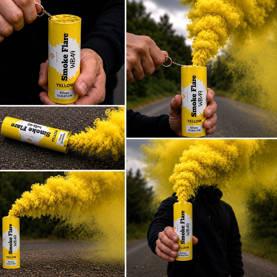 Single yellow 60-Second Smoke Flare