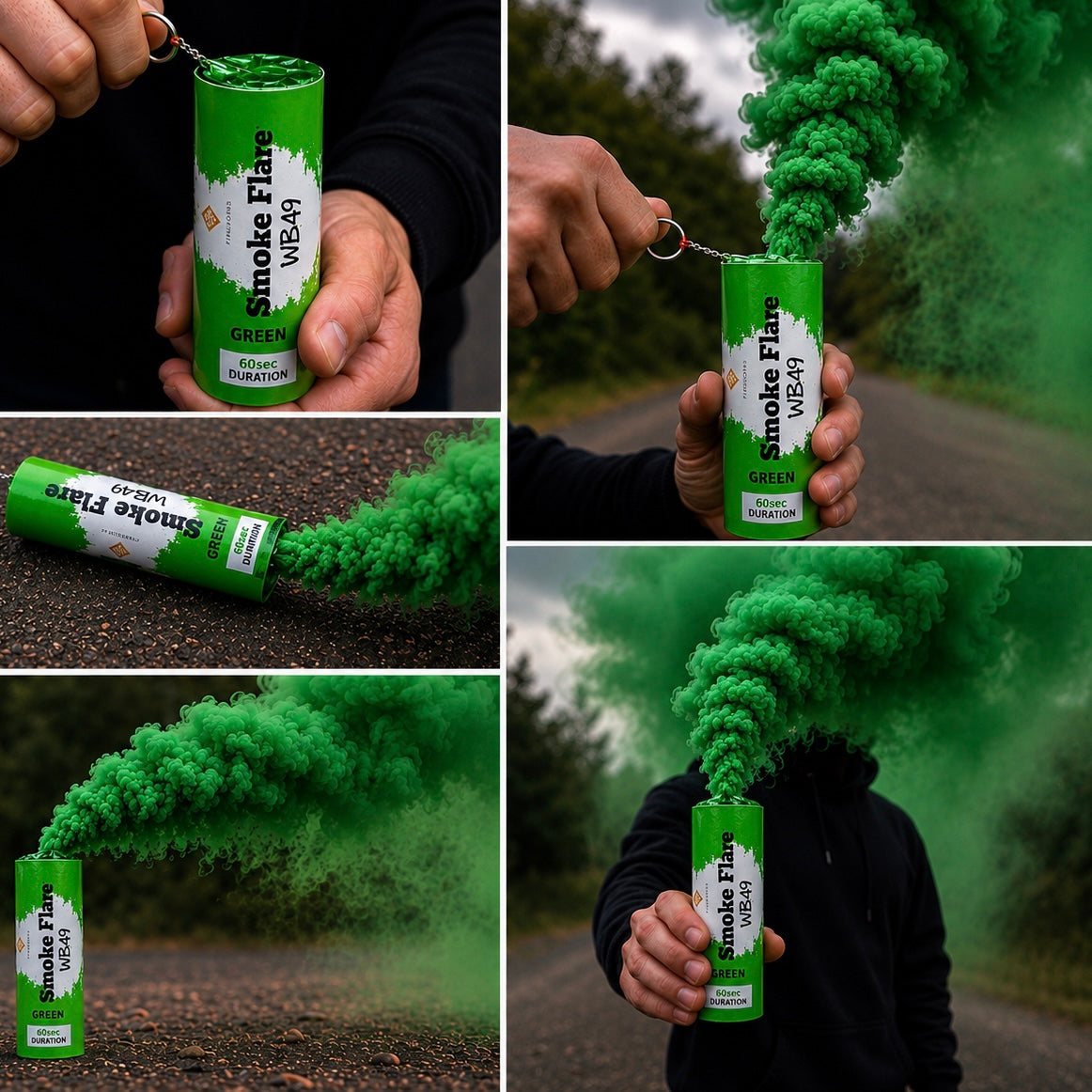Single green 60-Second Smoke Flare