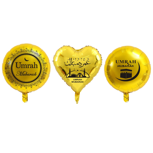 Umrah Mubarak Gold Balloon Set