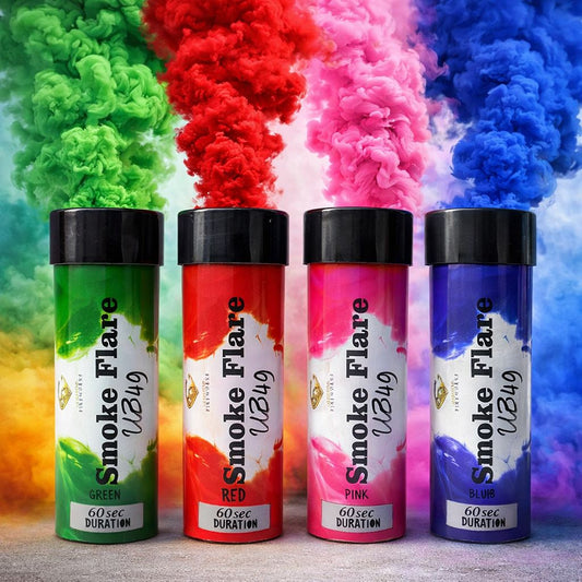 4 Pack Mixed Colour Smoke Flares – Red, Blue, Green & Pink | 60 Second Duration | High Density Smoke Bombs UK | Events, Photography