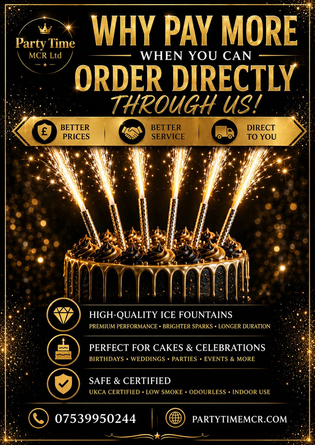 10 x 5 pk Ice Sparkling Fountain Candles - 50 Total