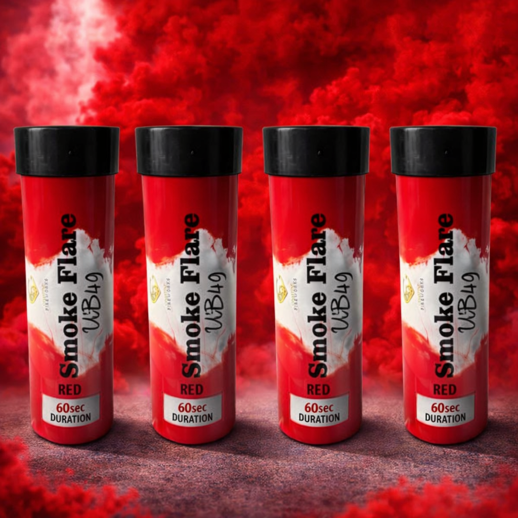 4 Pack Red Smoke Flares – 60 Second Duration | High Density Colour Smoke Bombs UK | Photography, Gender Reveal, Events
